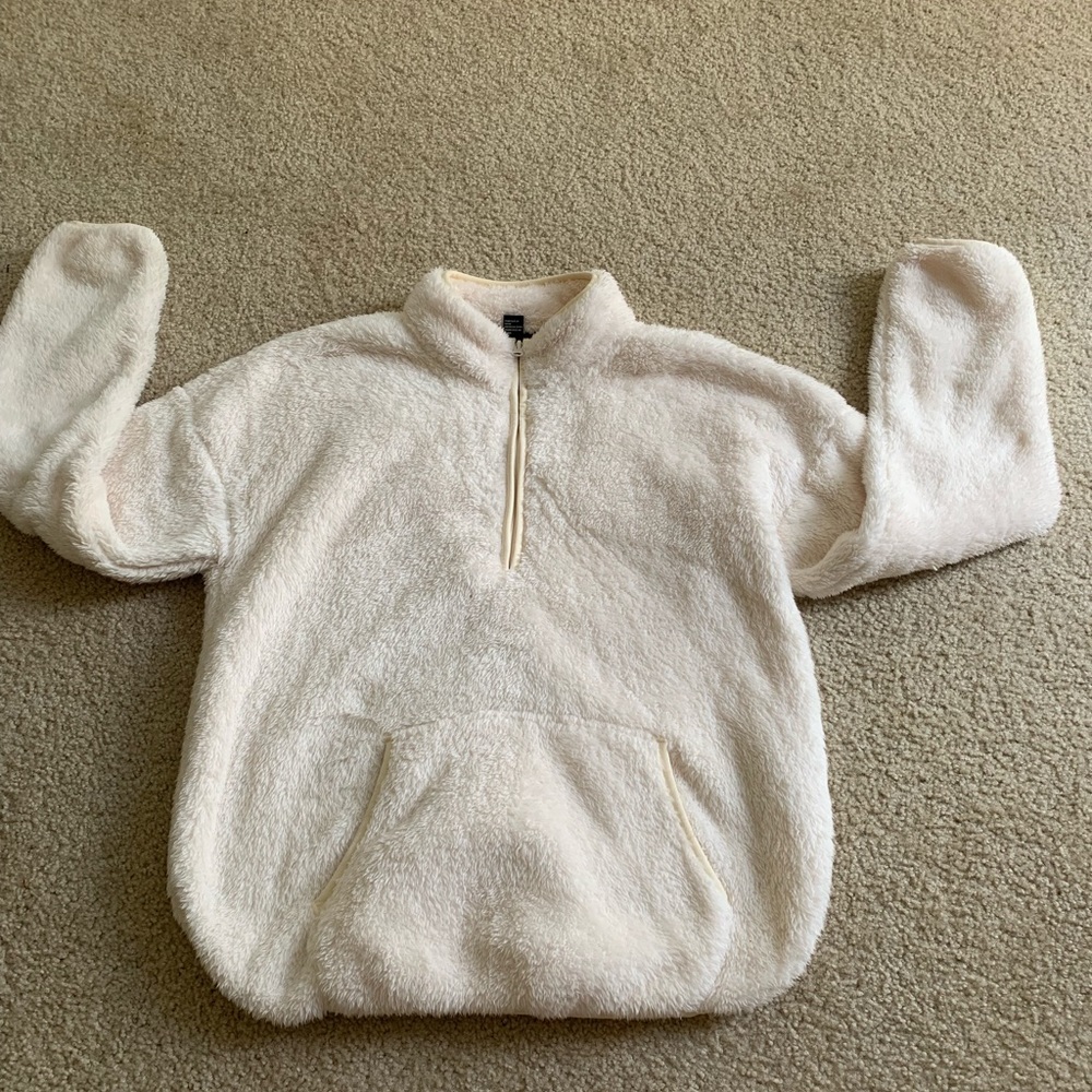 NWOT HALF ZIP FUZZY FUR COAT - Picture 1 of 3